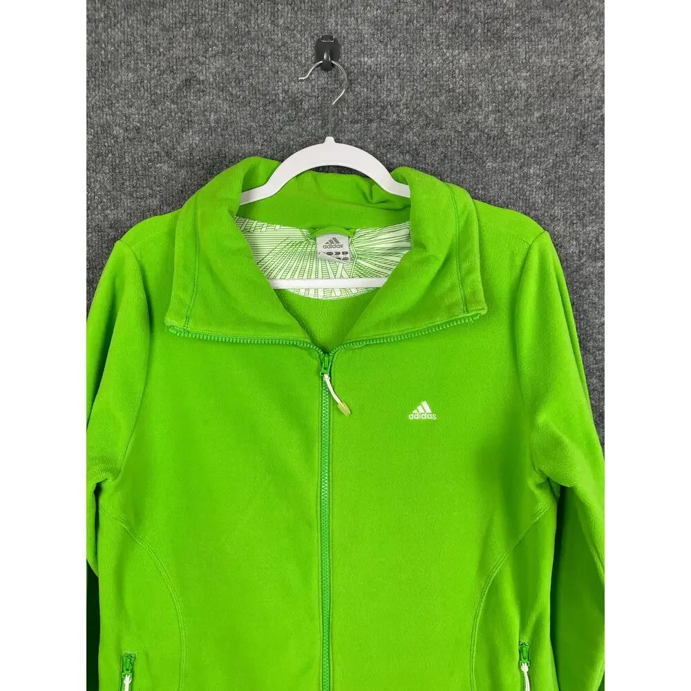 Adidas Fleece Sweater Full Zip Large Lime Green Long‎ Sleeve